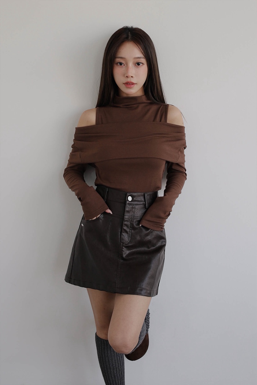 SLIT東大門㊣直郵女裝新款職業熱賣25秋冬人氣休閑裙褲皮革SLIT裙褲