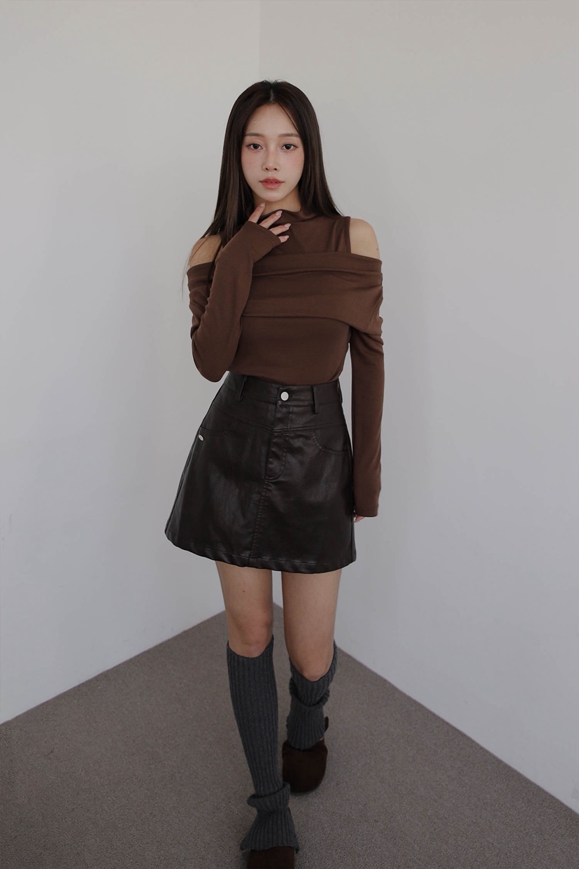 SLIT東大門㊣直郵女裝新款職業熱賣25秋冬人氣休閑裙褲皮革SLIT裙褲