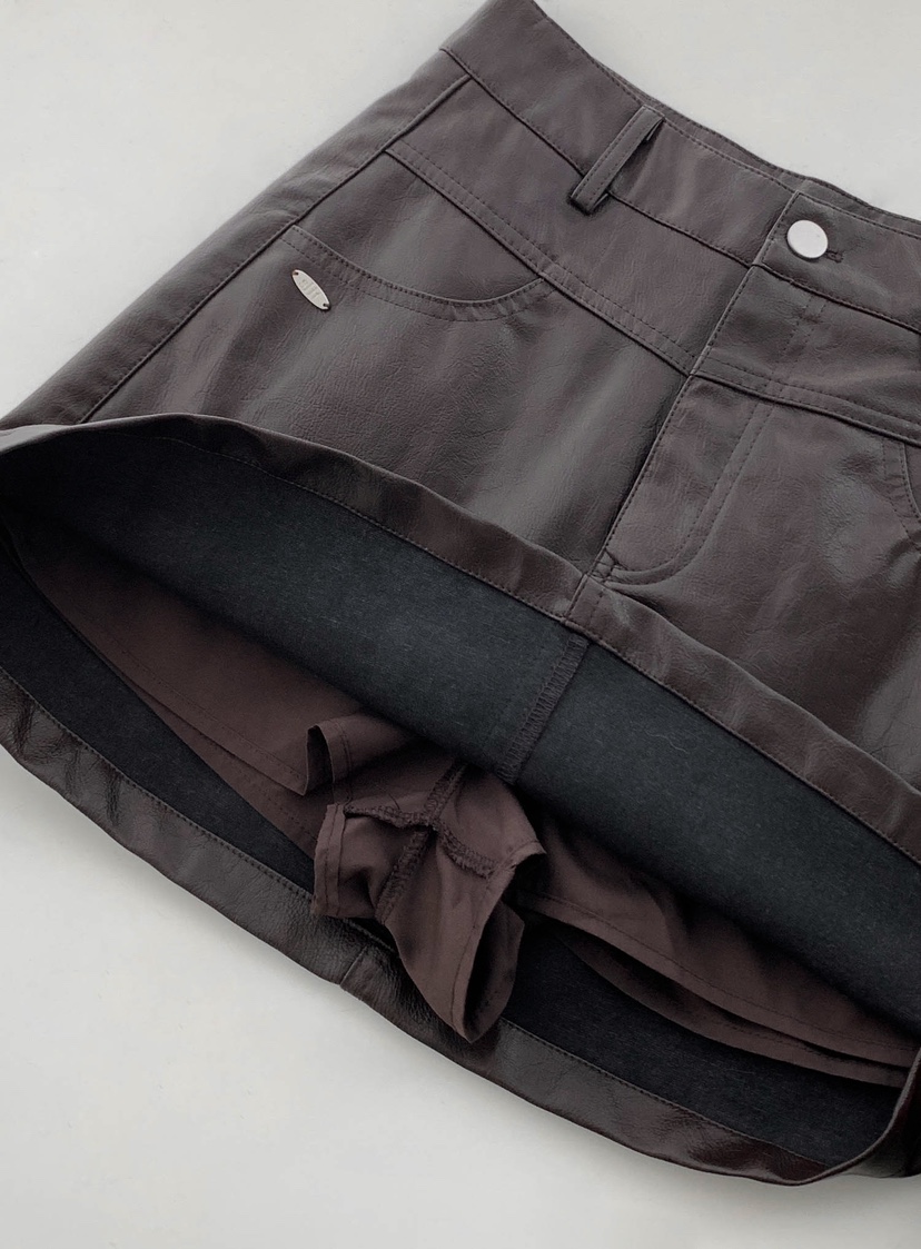 SLIT東大門㊣直郵女裝新款職業熱賣25秋冬人氣休閑裙褲皮革SLIT裙褲