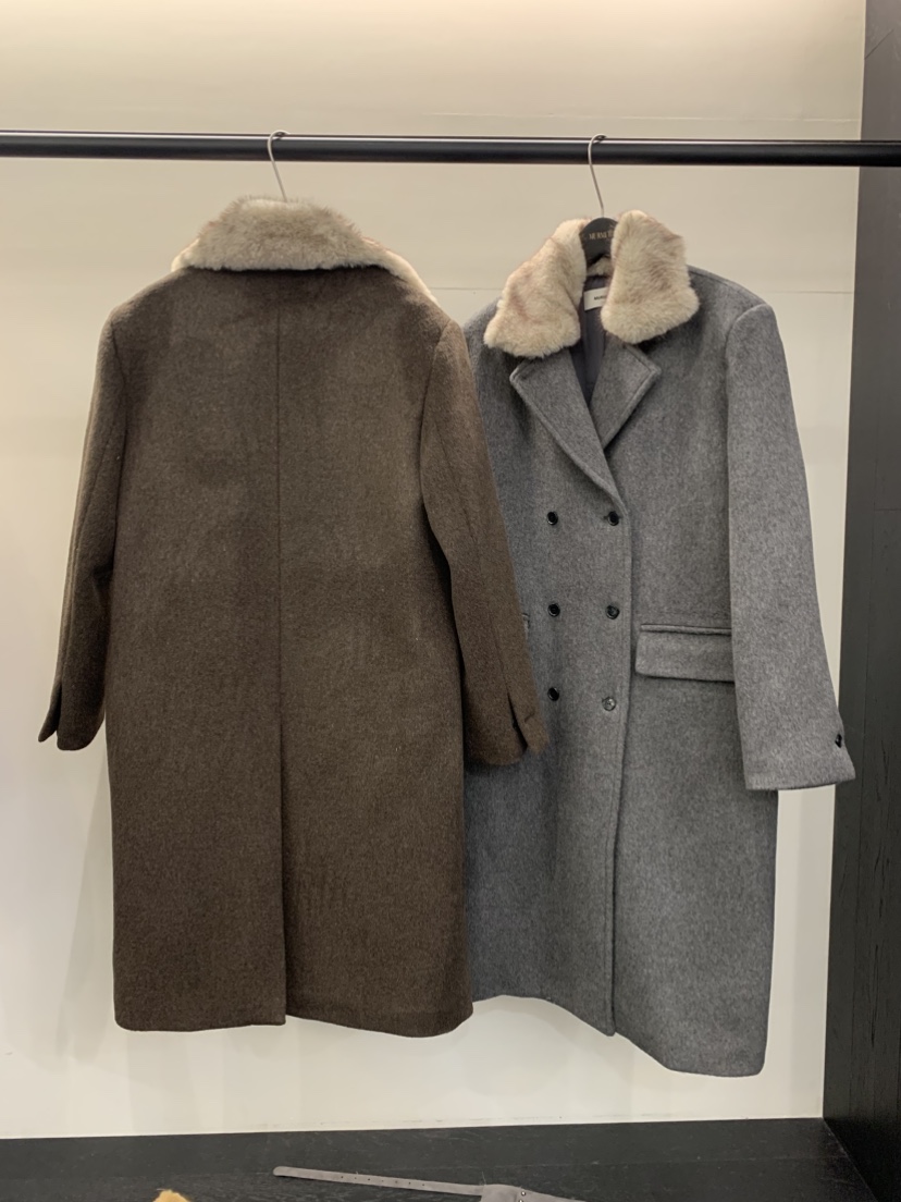 MURMUR韓國直郵㊣女裝新品熱賣推薦25秋冬中長款大衣馬海毛MURMUR中長款大衣