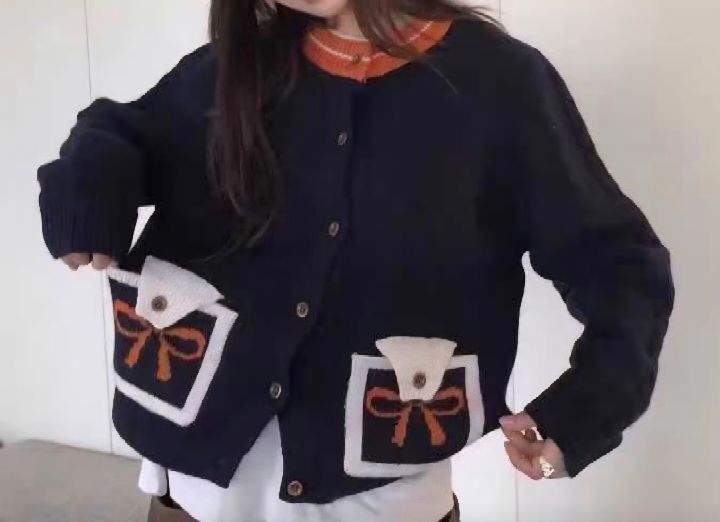 BLING BLING-S東大門㊣代購女裝新款25秋冬針織衫口袋開衫BLING BLING-S針織衫