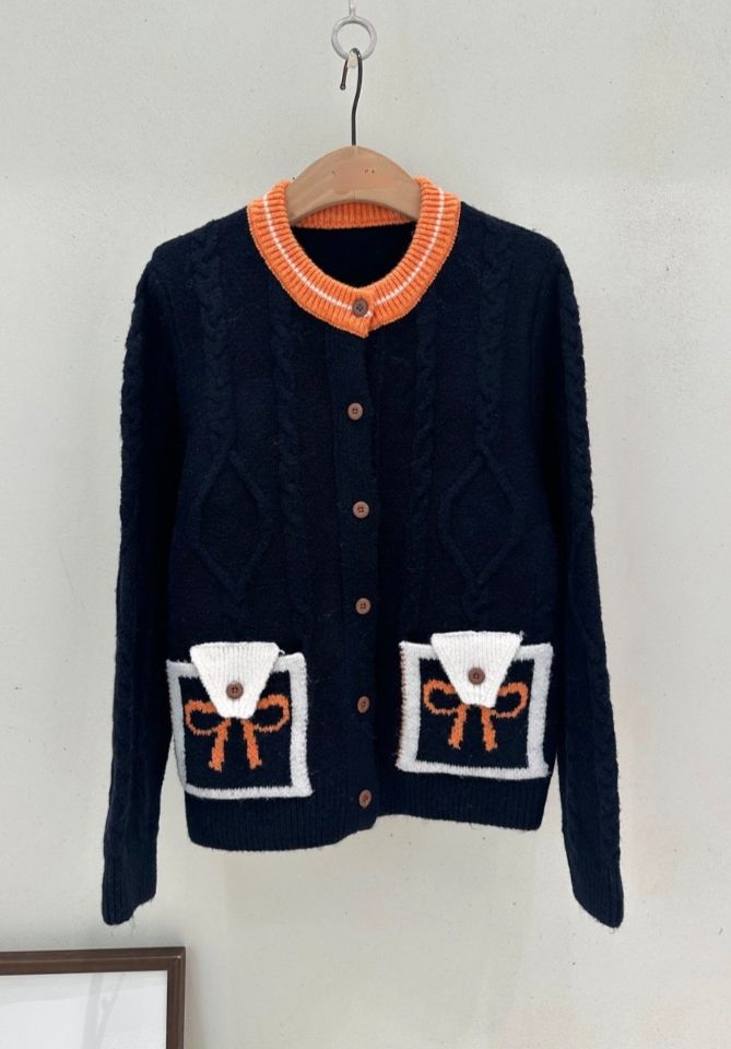 BLING BLING-S東大門㊣代購女裝新款25秋冬針織衫口袋開衫BLING BLING-S針織衫圖色3