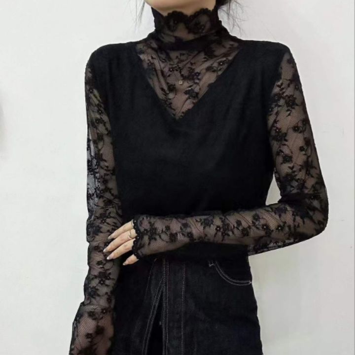 FEMME韓國代購㊣女士新款推薦人氣襯衫蕾絲衫不含內搭V領蕾絲FEMME襯衫/蕾絲衫