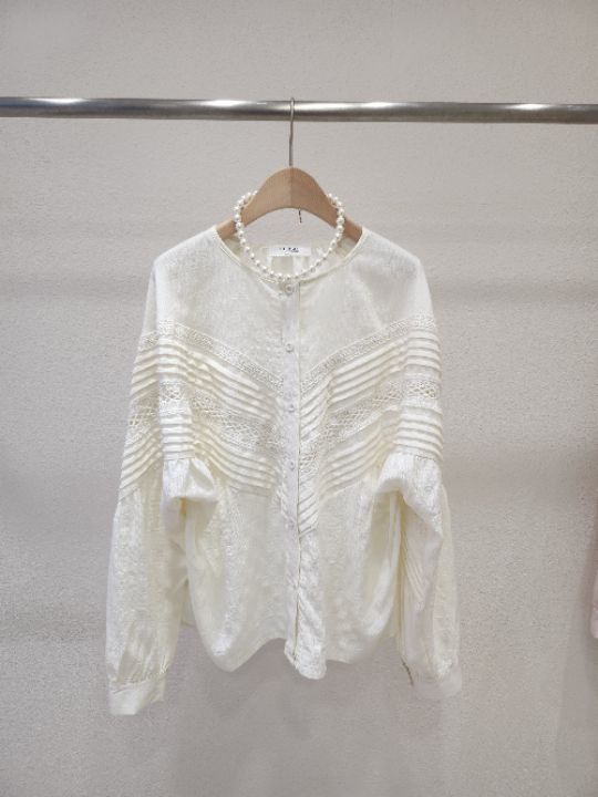 FEMME韓國直郵㊣女裝新款推薦人氣熱賣職業襯衫蕾絲衫褶裥寬松FEMME襯衫/蕾絲衫圖色2