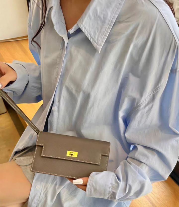 TROUVAILLE東大門㊣代購女士新款真品25秋冬手拿包腋下包牛皮TROUVAILLE手拿包/腋下包