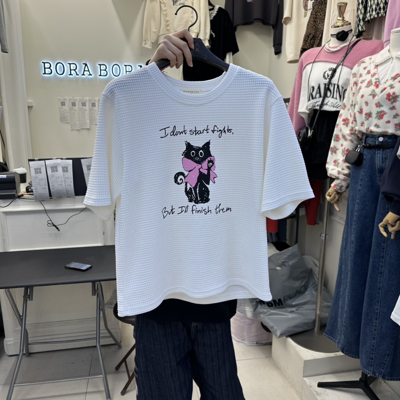 BORA BORA東大門㊣實拍女士新款25秋冬熱賣職業休閑推薦T恤BORA BORAT恤圖色1