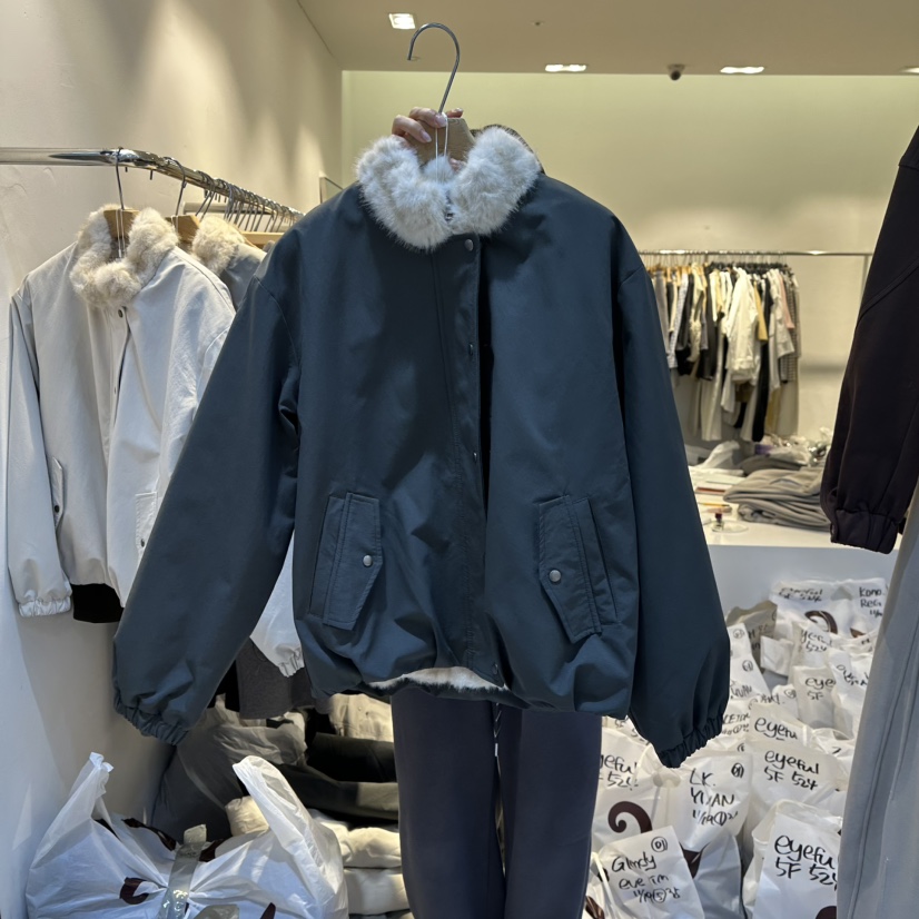 EYEFUL-Q東大門㊣代購女裝新品真品25秋冬休閑時尚夾克毛皮eyeful夾克圖色3