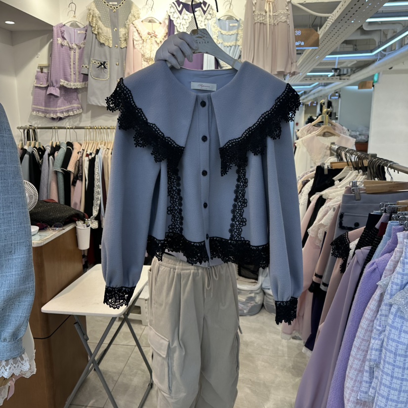 PAPA東大門㊣直郵女裝新品休閑真品25秋冬職業人氣襯衫蕾絲衫PaPa/HALMADE襯衫/蕾絲衫圖色1