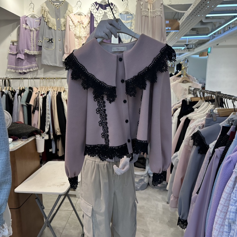 PAPA東大門㊣直郵女裝新品休閑真品25秋冬職業人氣襯衫蕾絲衫PaPa/HALMADE襯衫/蕾絲衫圖色2