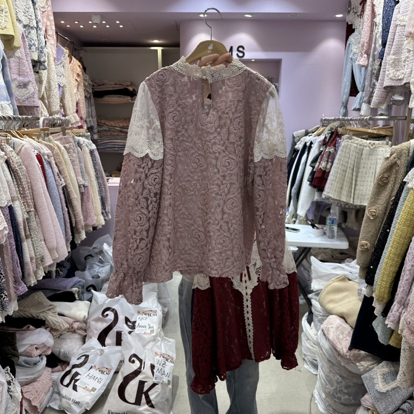 MS東大門㊣直郵女裝新品時尚25秋冬職業休閑真品襯衫蕾絲衫MS襯衫/蕾絲衫