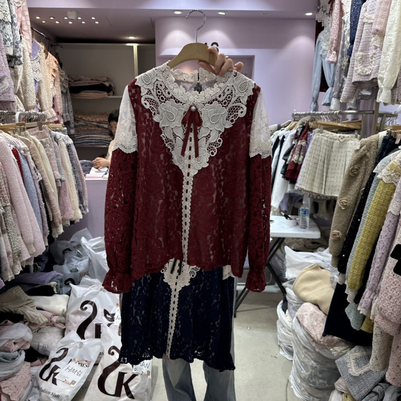 MS東大門㊣直郵女裝新品時尚25秋冬職業休閑真品襯衫蕾絲衫MS襯衫/蕾絲衫圖色2