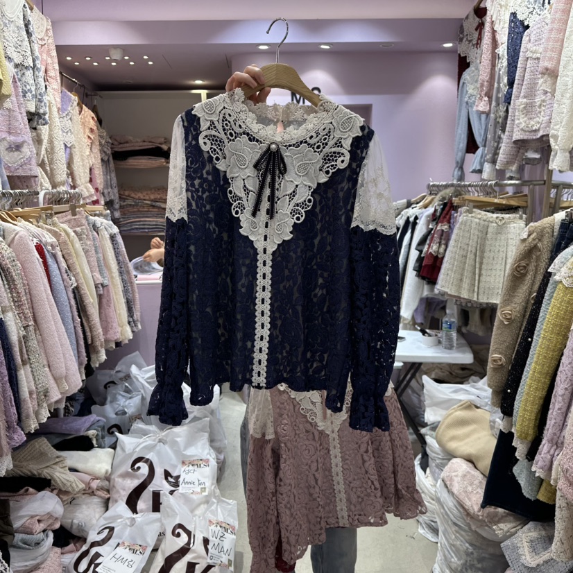 MS東大門㊣直郵女裝新品時尚25秋冬職業休閑真品襯衫蕾絲衫MS襯衫/蕾絲衫圖色3