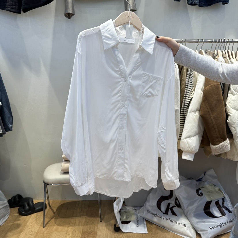 TARA東大門㊣直郵女士新款人氣真品25秋冬推薦職業襯衫蕾絲衫TARA襯衫/蕾絲衫圖色1