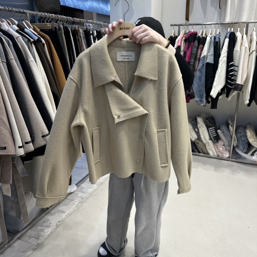 HOT PLACE韓國直郵㊣女裝新品職業真品推薦熱賣短款大衣羊毛HOT PLACE_ISSUE/DREAM GIRIS短款大衣圖色1