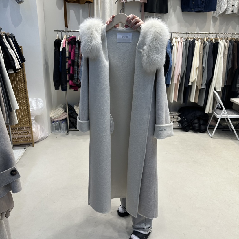 HOT PLACE東大門㊣直郵女士新款熱賣25秋冬中長款大衣浣熊HOT PLACE_ISSUE/DREAM GIRIS中長款大衣圖色2