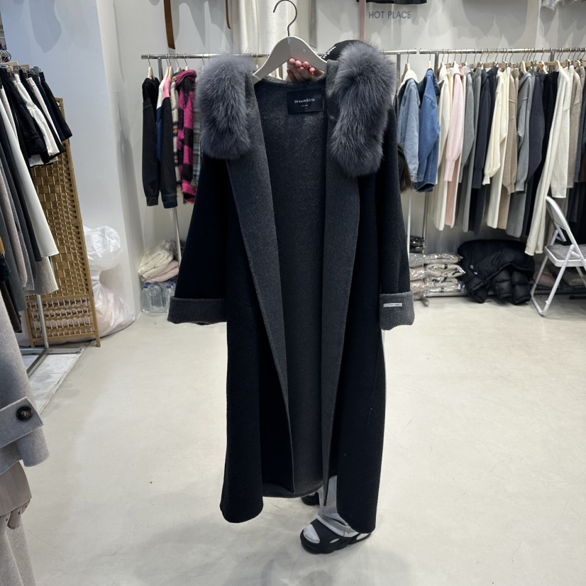 HOT PLACE東大門㊣直郵女士新款熱賣25秋冬中長款大衣浣熊HOT PLACE_ISSUE/DREAM GIRIS中長款大衣圖色3