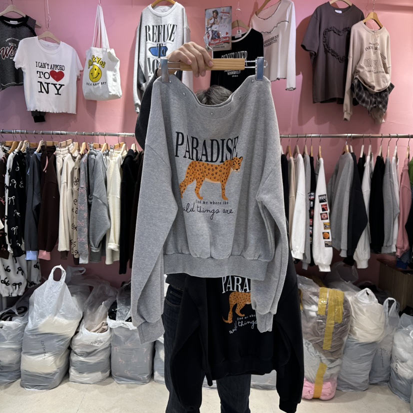 K STORY東大門㊣代購女士新品25秋冬人氣推薦衛衣加絨豹紋K STORY衛衣圖色1