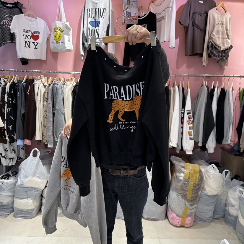 K STORY東大門㊣代購女士新品25秋冬人氣推薦衛衣加絨豹紋K STORY衛衣圖色2