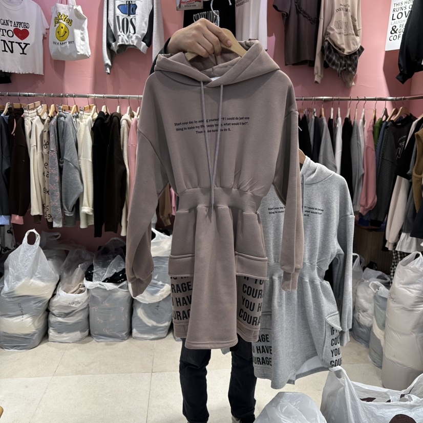 K STORY東大門㊣直郵女裝新品休閑時尚25秋冬熱賣連衣裙連帽K STORY連衣裙圖色2