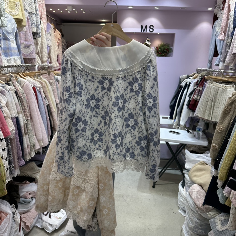 MS韓國直郵㊣女士新款熱賣25秋冬真品休閑人氣職業襯衫蕾絲衫MS襯衫/蕾絲衫