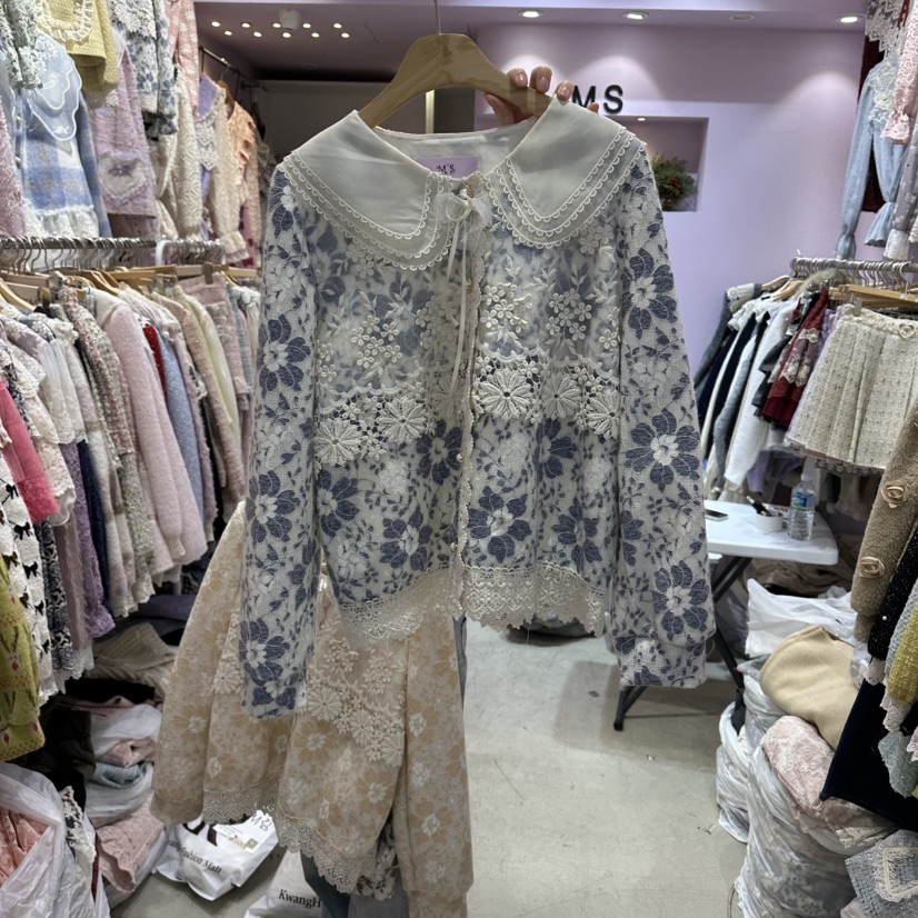 MS韓國直郵㊣女士新款熱賣25秋冬真品休閑人氣職業襯衫蕾絲衫MS襯衫/蕾絲衫圖色1