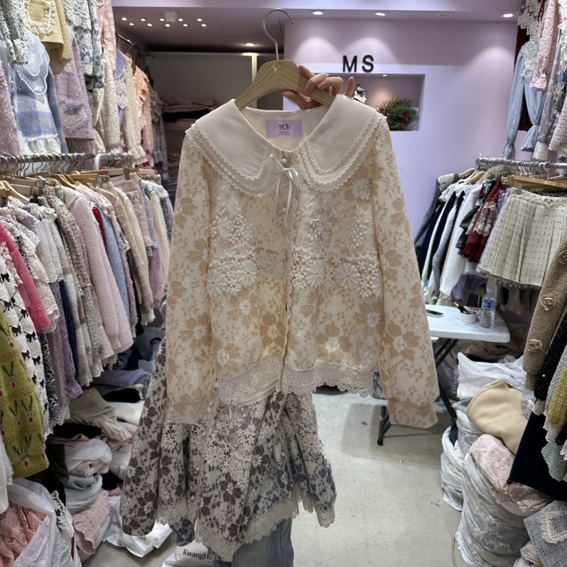 MS韓國直郵㊣女士新款熱賣25秋冬真品休閑人氣職業襯衫蕾絲衫MS襯衫/蕾絲衫圖色2
