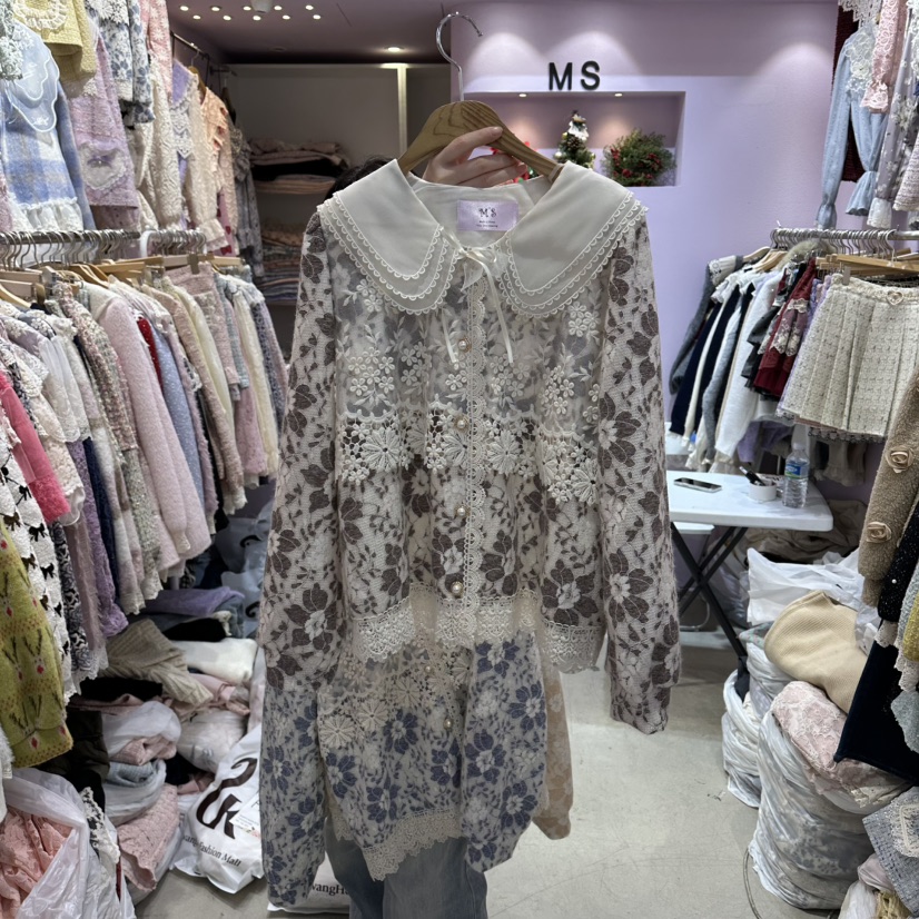 MS韓國直郵㊣女士新款熱賣25秋冬真品休閑人氣職業襯衫蕾絲衫MS襯衫/蕾絲衫圖色3