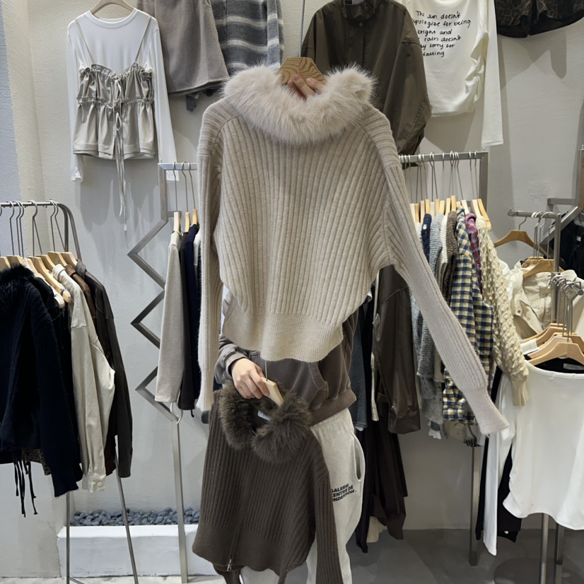 HIPTIQUE韓國代購㊣女裝新款25秋冬時尚休閑人氣針織衫貂絨HIPTIQUE針織衫