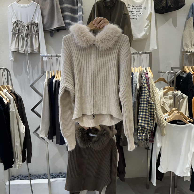 HIPTIQUE韓國代購㊣女裝新款25秋冬時尚休閑人氣針織衫貂絨HIPTIQUE針織衫圖色1