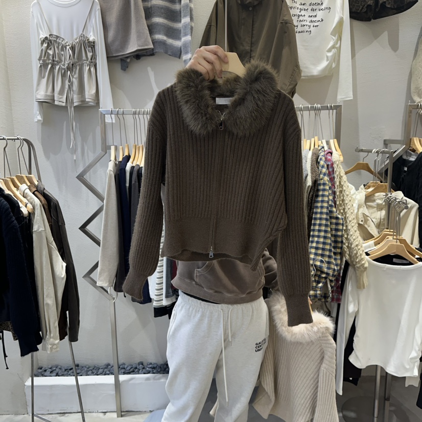 HIPTIQUE韓國代購㊣女裝新款25秋冬時尚休閑人氣針織衫貂絨HIPTIQUE針織衫圖色2