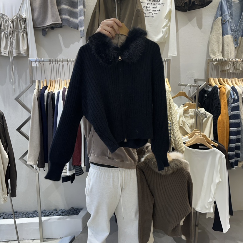 HIPTIQUE韓國代購㊣女裝新款25秋冬時尚休閑人氣針織衫貂絨HIPTIQUE針織衫圖色3