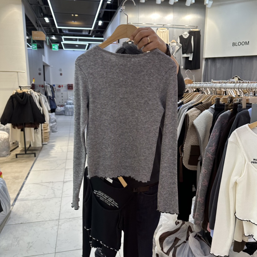 K STORY韓國直郵㊣女裝新款休閑真品人氣長袖T恤假兩件雙排扣K STORY長袖T恤