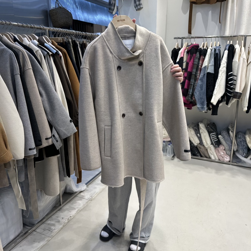 HOT PLACE東大門㊣實拍女士新款推薦中長款大衣含腰帶羊毛HOT PLACE_ISSUE/DREAM GIRIS中長款大衣圖色2