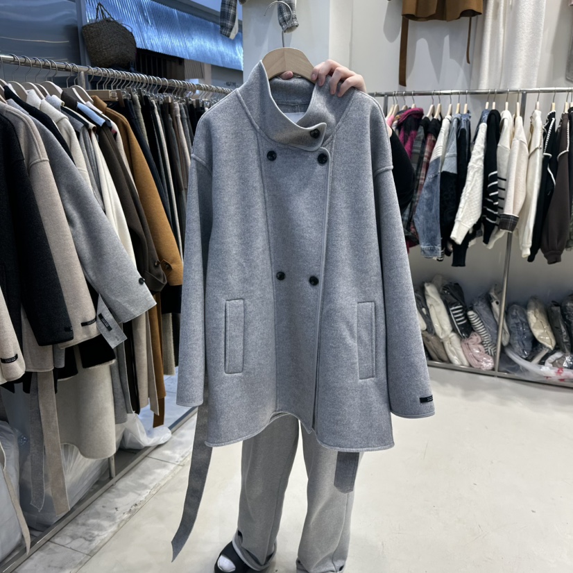 HOT PLACE東大門㊣實拍女士新款推薦中長款大衣含腰帶羊毛HOT PLACE_ISSUE/DREAM GIRIS中長款大衣圖色3