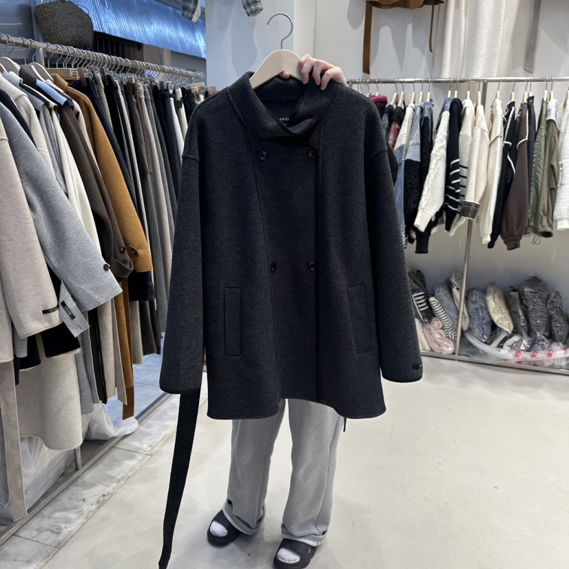 HOT PLACE東大門㊣實拍女士新款推薦中長款大衣含腰帶羊毛HOT PLACE_ISSUE/DREAM GIRIS中長款大衣圖色4