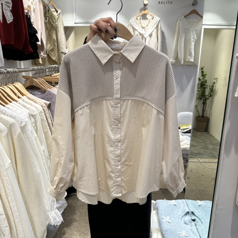 BELITA韓國代購㊣女裝新款熱賣推薦時尚25秋冬職業襯衫蕾絲衫BELITA襯衫/蕾絲衫圖色1
