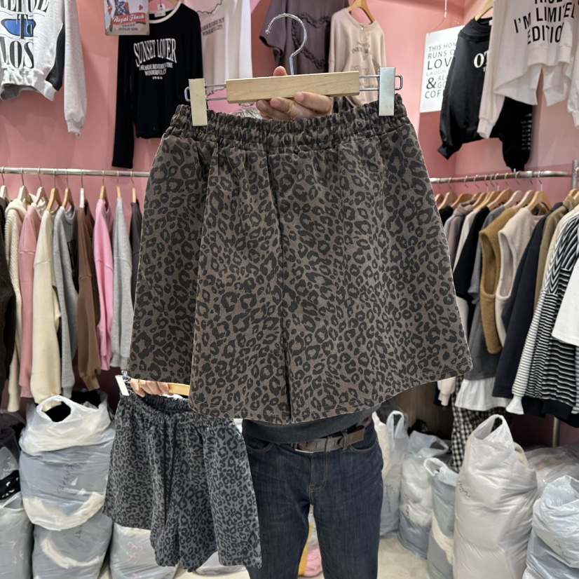 K STORY東大門㊣代購女士新品25秋冬休閑熱賣人氣短褲豹紋K STORY短褲