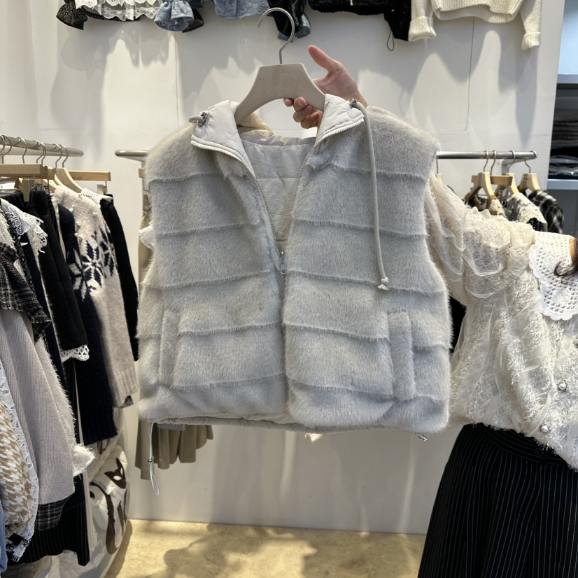 LADYBUG+ADORABLE韓國直郵㊣女裝新品25秋冬休閑真品馬甲皮草LADYBUG/Adorable馬甲圖色1