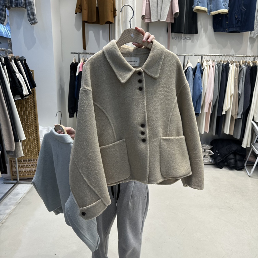 HOT PLACE東大門㊣直郵女士新品真品推薦25秋冬短款大衣手工HOT PLACE_ISSUE/DREAM GIRIS短款大衣圖色1