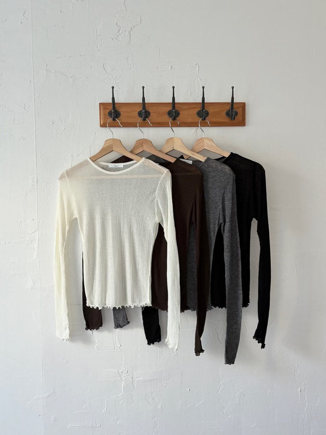 DOT BASIC東大門㊣代購女士新品休閑25秋冬長袖T恤天絲羊毛DOT BASIC長袖T恤圖色2左二色