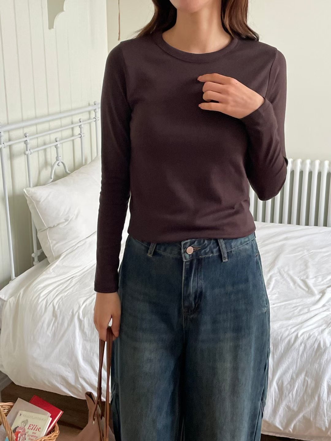 DOT BASIC韓國代購㊣女裝新款時尚職業熱賣推薦長袖T恤純棉DOT BASIC長袖T恤