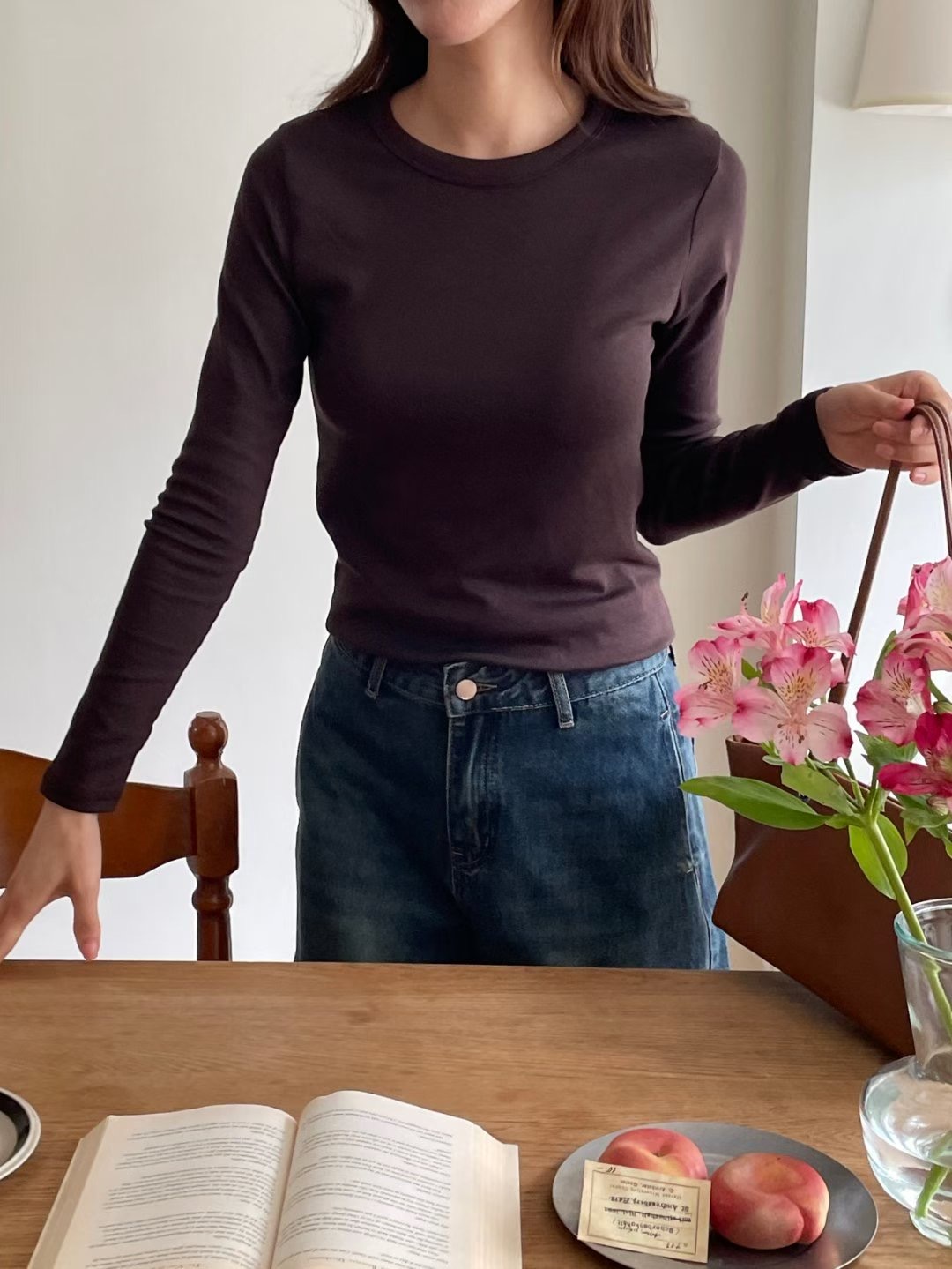 DOT BASIC韓國代購㊣女裝新款時尚職業熱賣推薦長袖T恤純棉DOT BASIC長袖T恤圖色2