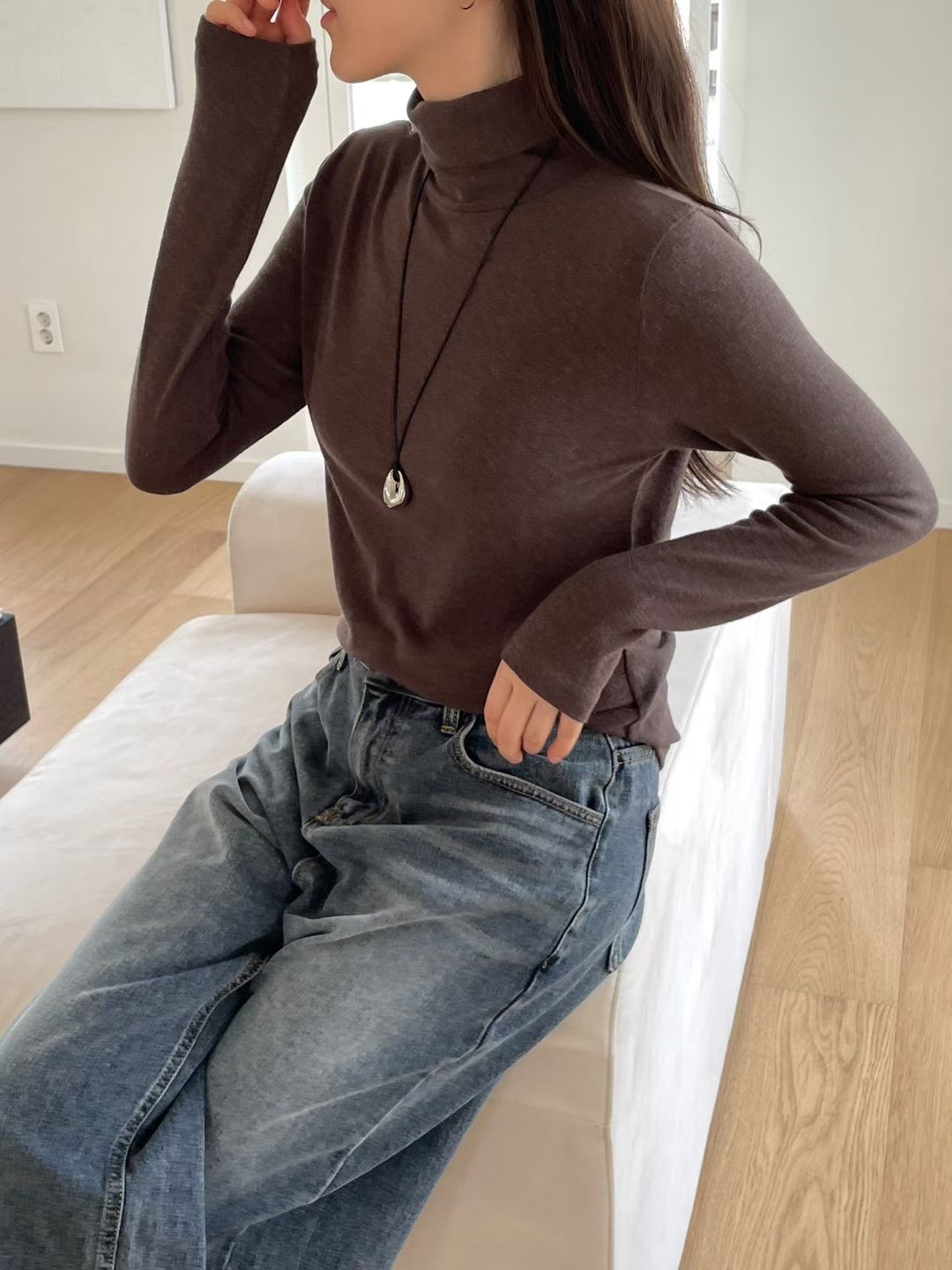 DOT BASIC韓國直郵㊣女士新款時尚25秋冬熱賣長袖T恤安哥拉DOT BASIC長袖T恤