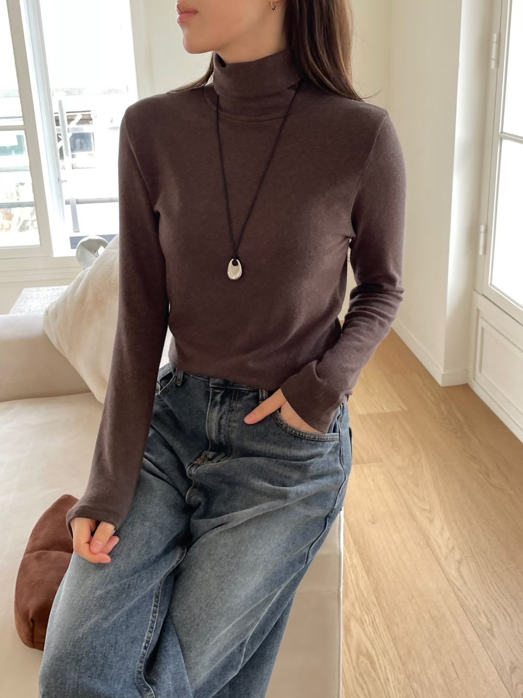 DOT BASIC韓國直郵㊣女士新款時尚25秋冬熱賣長袖T恤安哥拉DOT BASIC長袖T恤圖色2