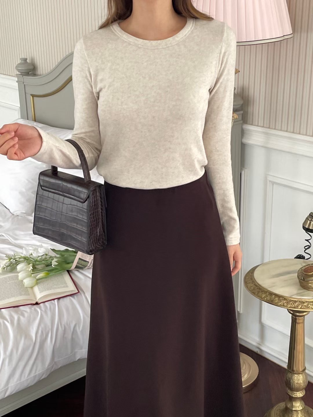 DOT BASIC韓國代購㊣女裝新款休閑人氣時尚熱賣長袖T恤安哥拉DOT BASIC長袖T恤圖色2