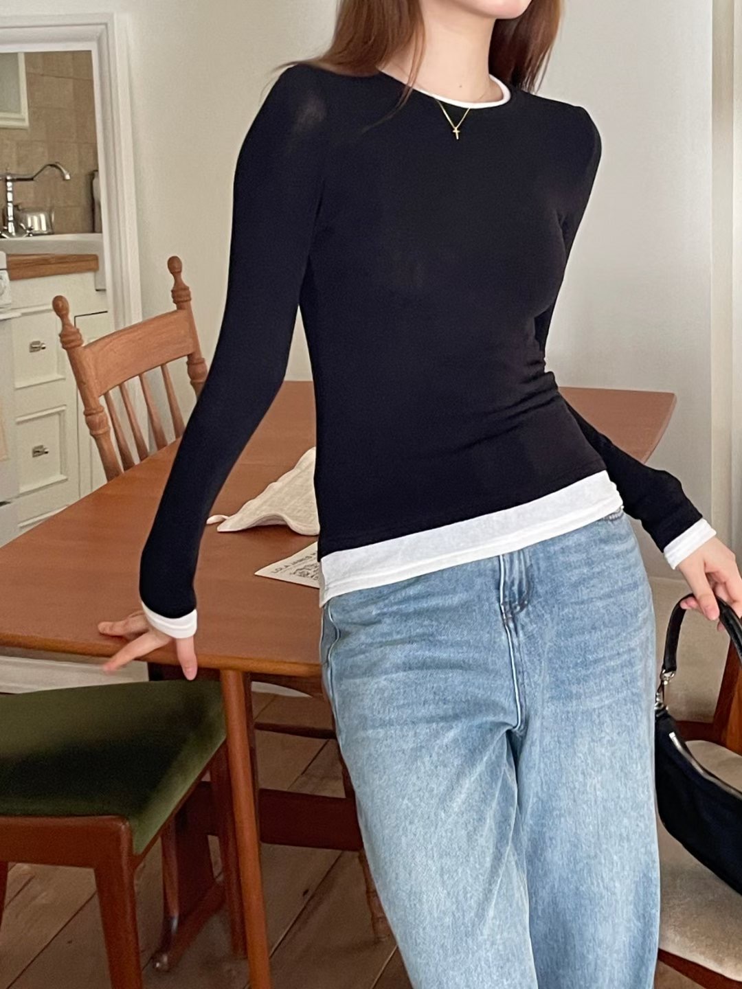 DOT BASIC東大門㊣代購女裝新品推薦職業熱賣25秋冬長袖T恤DOT BASIC長袖T恤