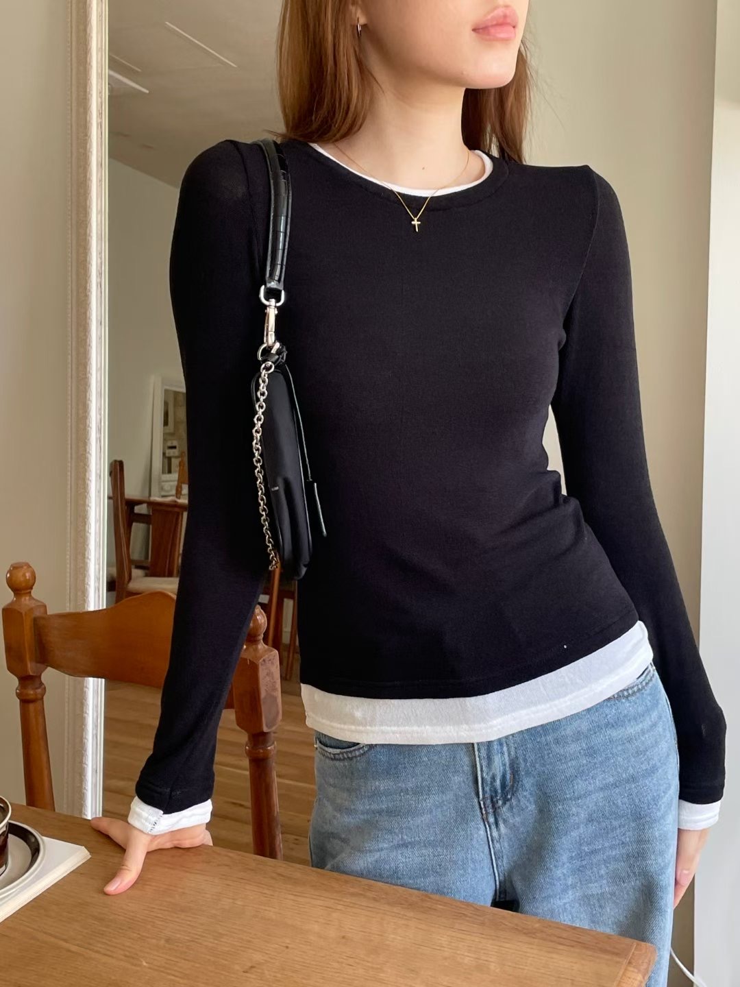 DOT BASIC東大門㊣代購女裝新品推薦職業熱賣25秋冬長袖T恤DOT BASIC長袖T恤