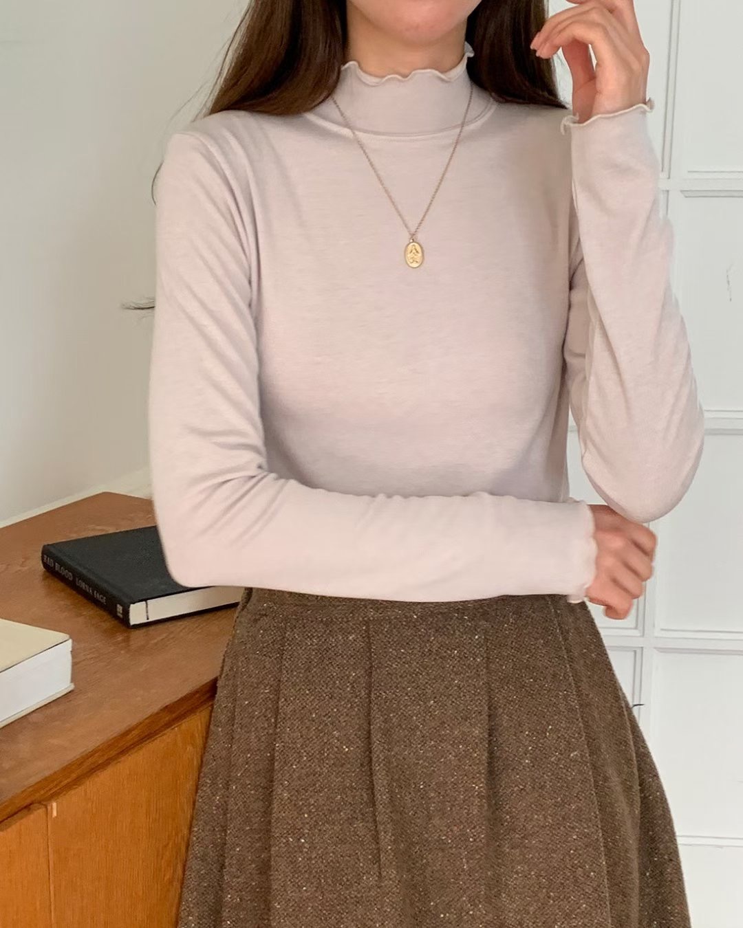 DOT BASIC韓國代購㊣女裝新款熱賣時尚25秋冬人氣休閑長袖T恤DOT BASIC長袖T恤圖色2