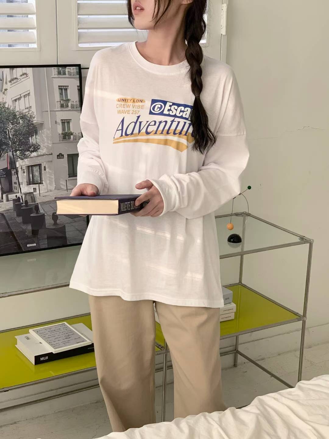 FIRST MOON韓國直郵㊣女士新款推薦時尚熱賣休閑人氣長袖T恤FIRST MOON長袖T恤圖色1