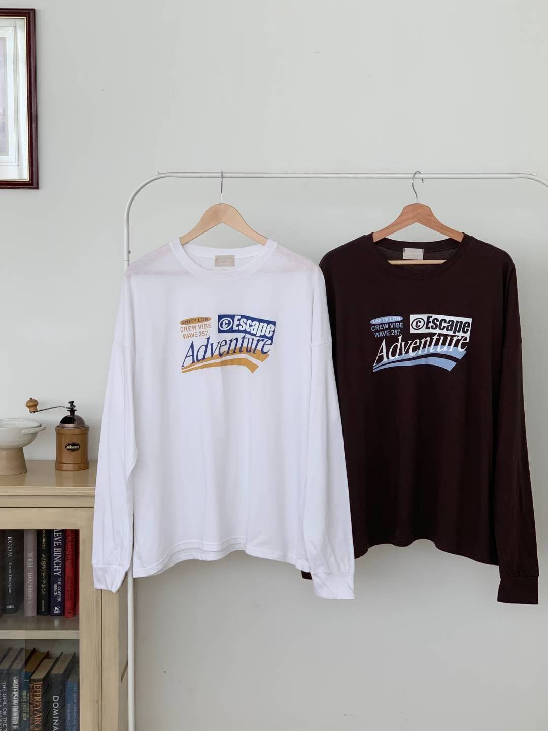 FIRST MOON韓國直郵㊣女士新款推薦時尚熱賣休閑人氣長袖T恤FIRST MOON長袖T恤圖色2左二色